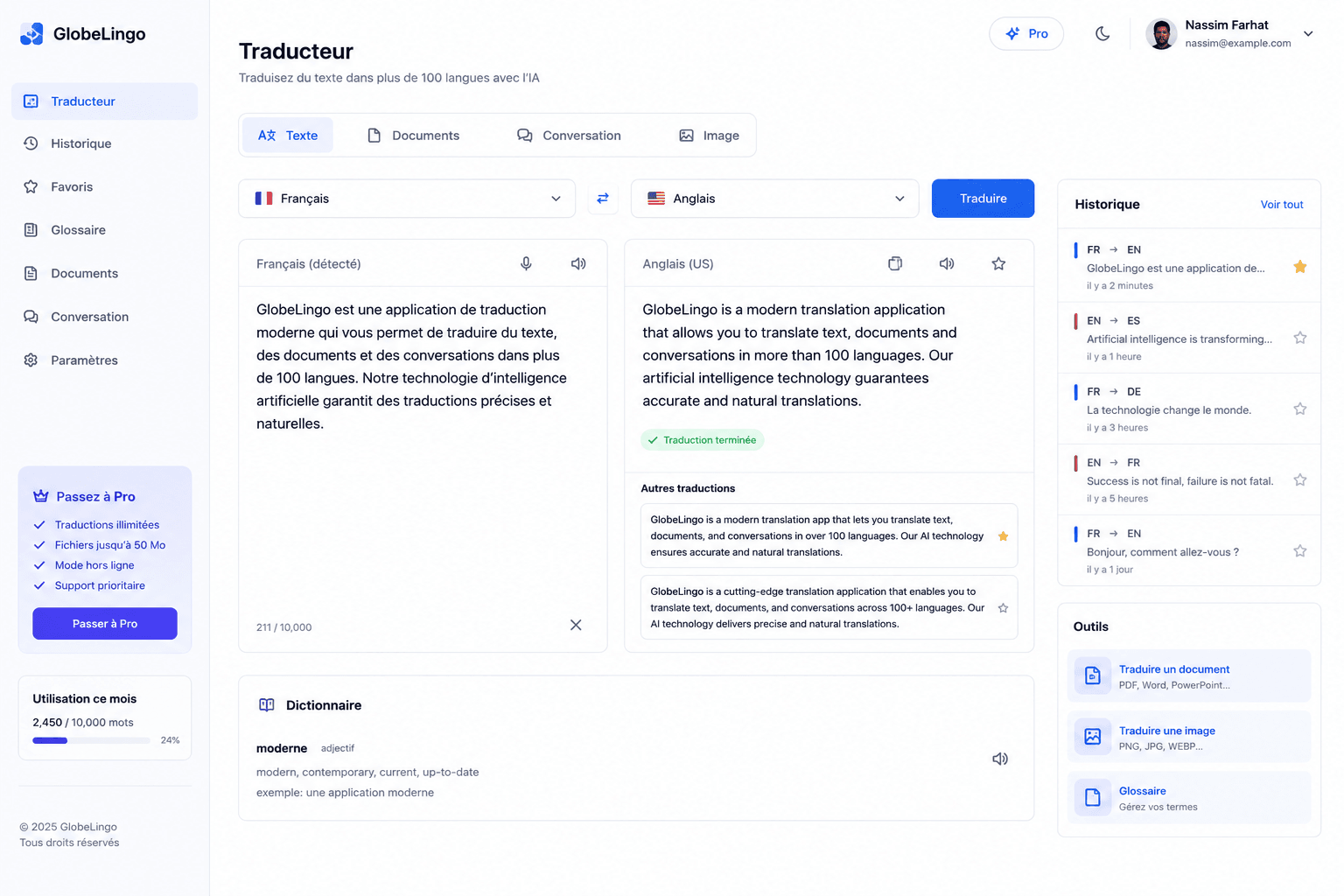 GlobeLingo mobile app